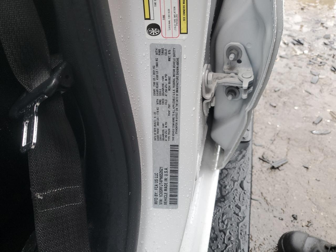 2023 RAM 1500 LARAMIE VIN:1C6SRFJT4PN652621