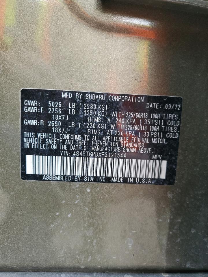 2023 SUBARU OUTBACK TOURING VIN:4S4BTGPDXP3121544