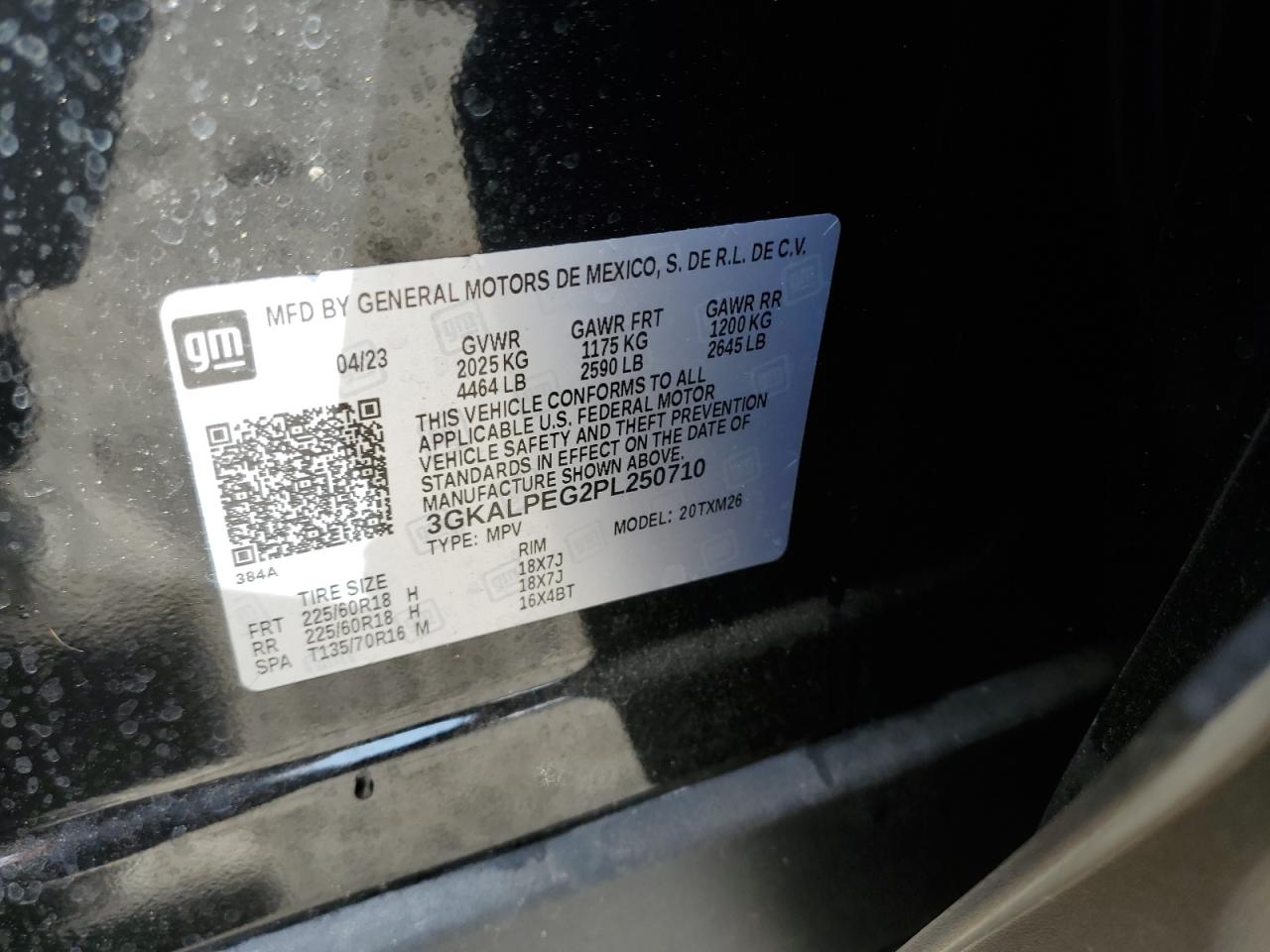 2023 GMC TERRAIN SLT VIN:3GKALPEG2PL250710