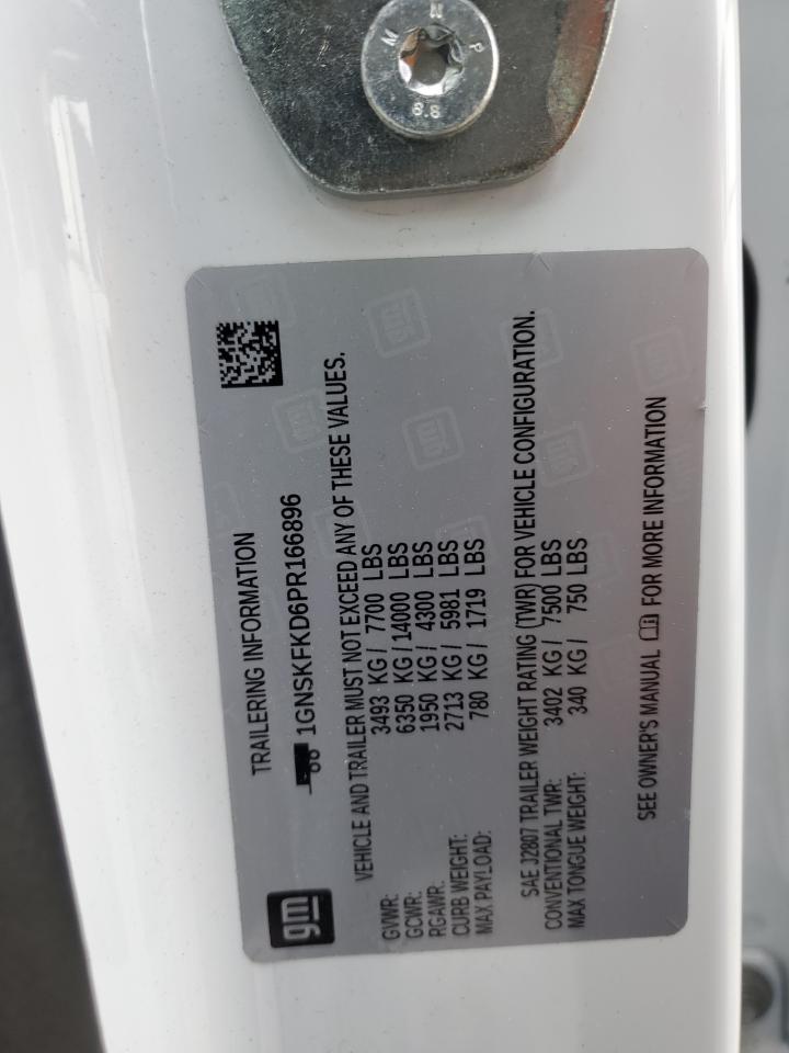 2023 CHEVROLET SUBURBAN K1500 PREMIER VIN:1GNSKFKD6PR166896