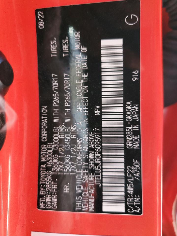 2023 TOYOTA 4RUNNER SE VIN:JTELU5JR0P6095917