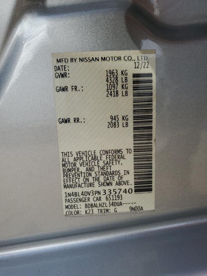2023 NISSAN ALTIMA SV VIN:1N4BL4DV3PN335740