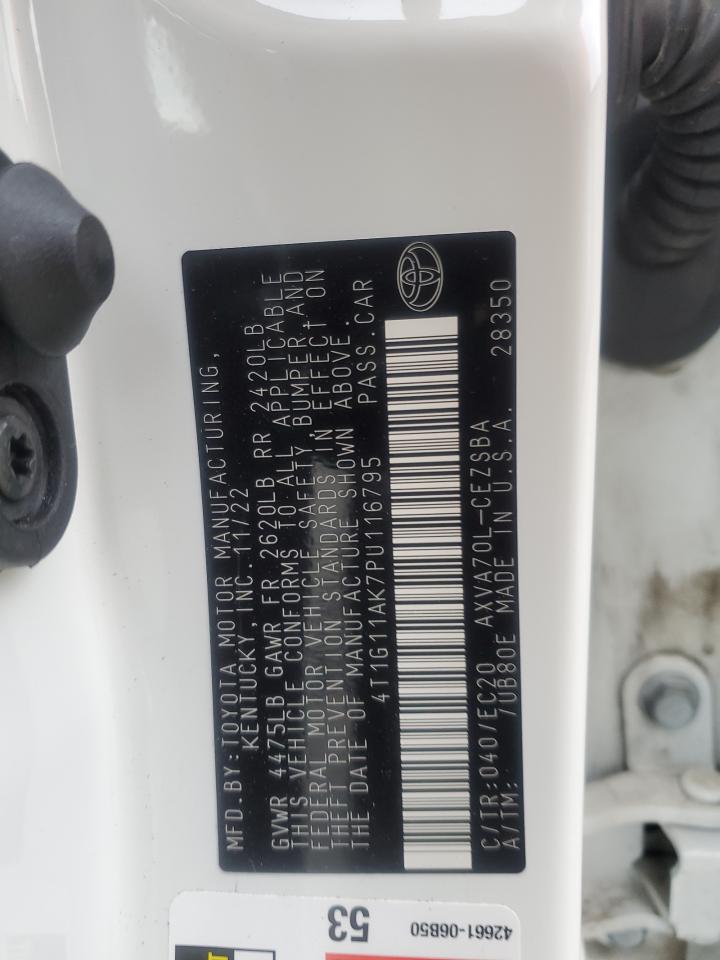 2023 TOYOTA CAMRY SE NIGHT SHADE VIN:4T1G11AK7PU116795