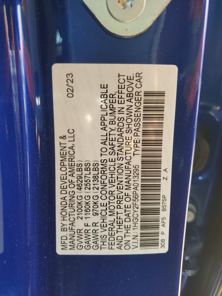 2023 HONDA ACCORD HYBRID SPORT VIN:1HGCY2F56PA013295