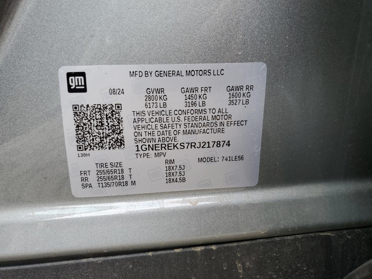 2024 CHEVROLET TRAVERSE LS VIN:1GNEREKS7RJ217874