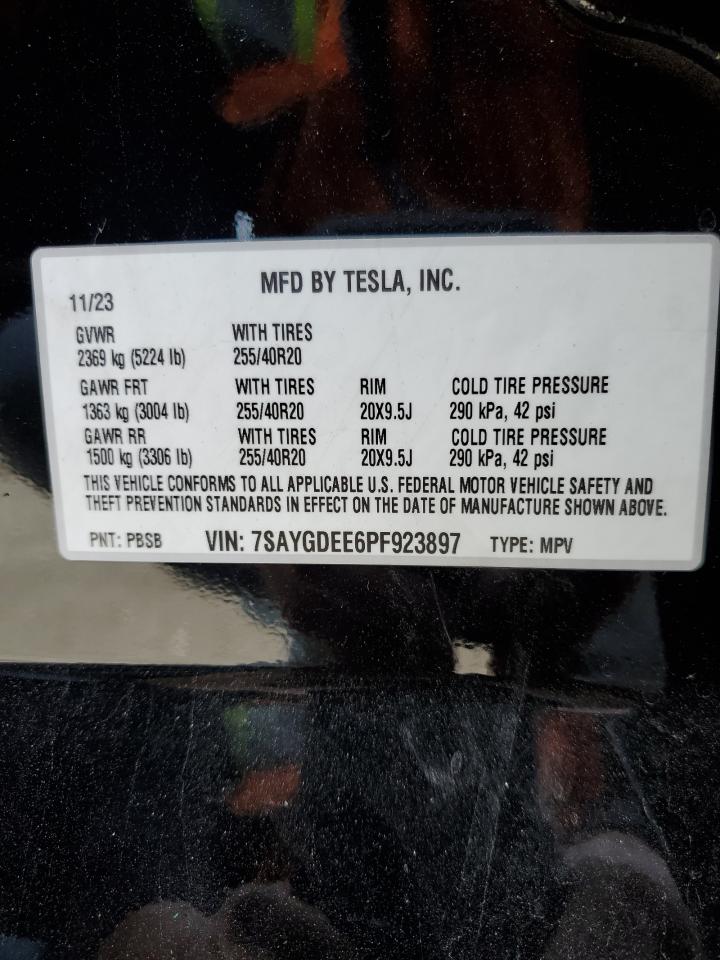 2023 TESLA MODEL Y  VIN:7SAYGDEE6PF923897