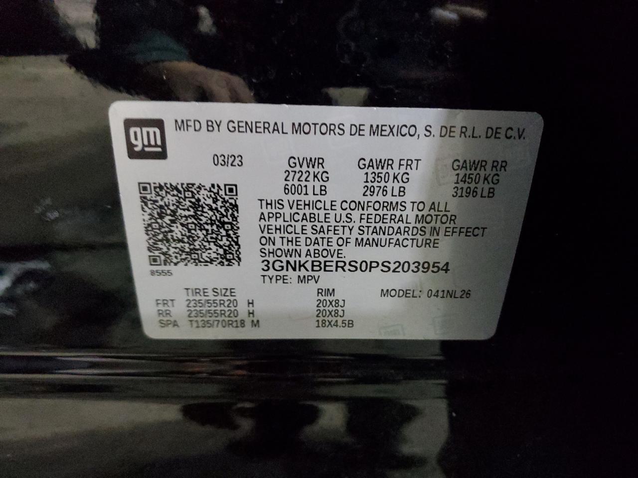 2023 CHEVROLET BLAZER RS VIN:3GNKBERS0PS203954