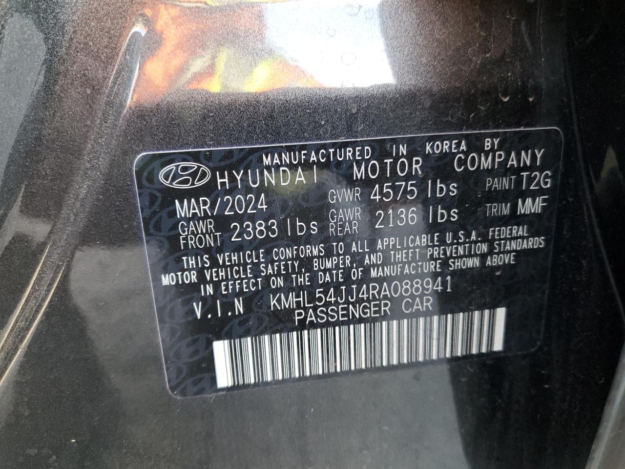 2024 HYUNDAI SONATA HYBRID VIN:KMHL54JJ4RA088941