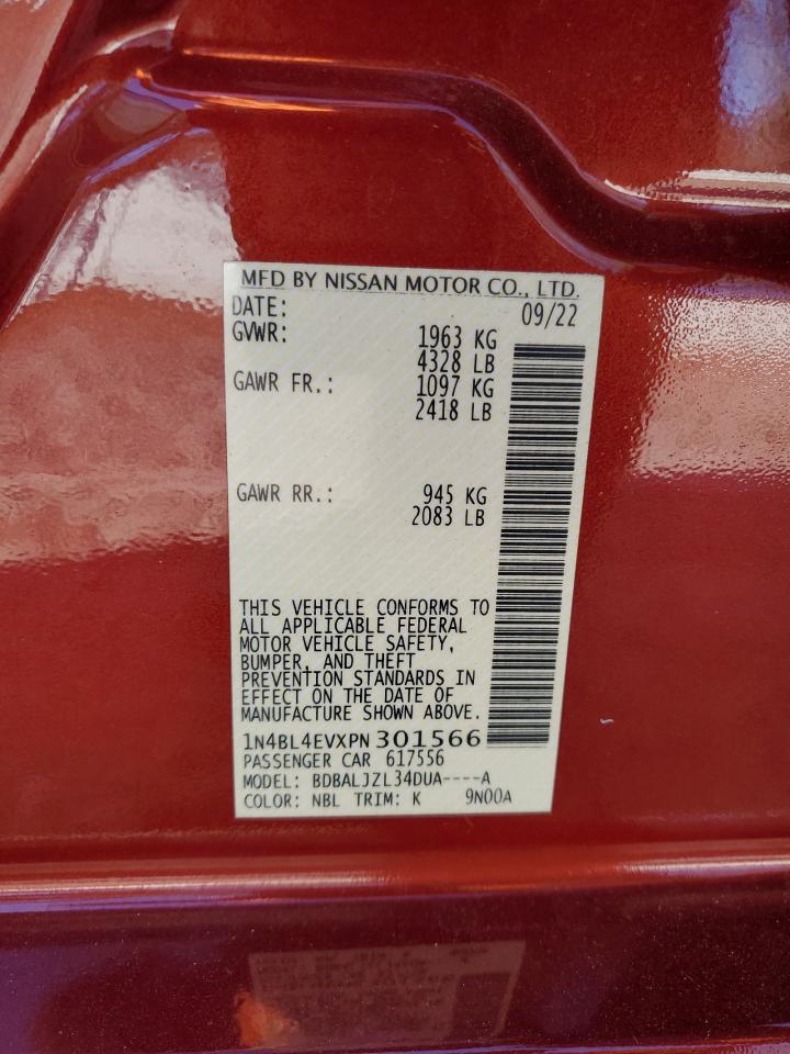 2023 NISSAN ALTIMA SL VIN:1N4BL4EVXPN301566