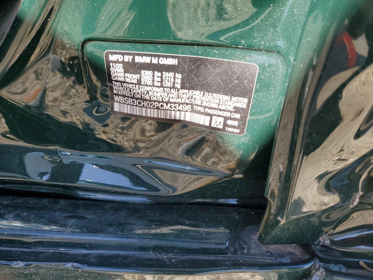 2023 BMW M5  VIN:WBS83CH02PCM33496