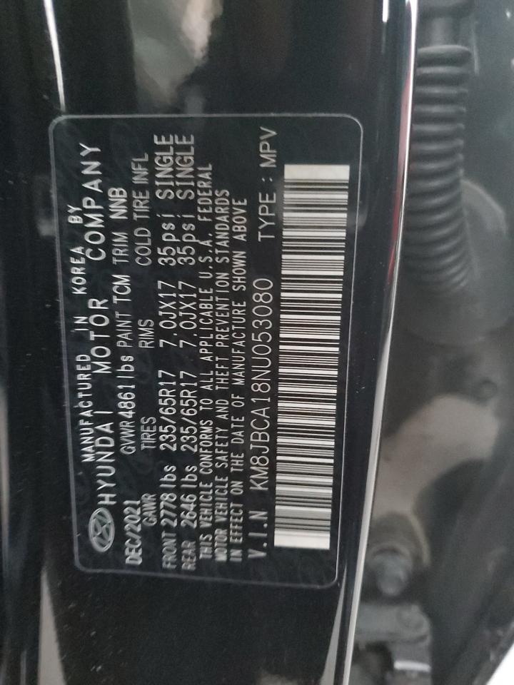 2022 HYUNDAI TUCSON BLUE VIN:KM8JBCA18NU053080