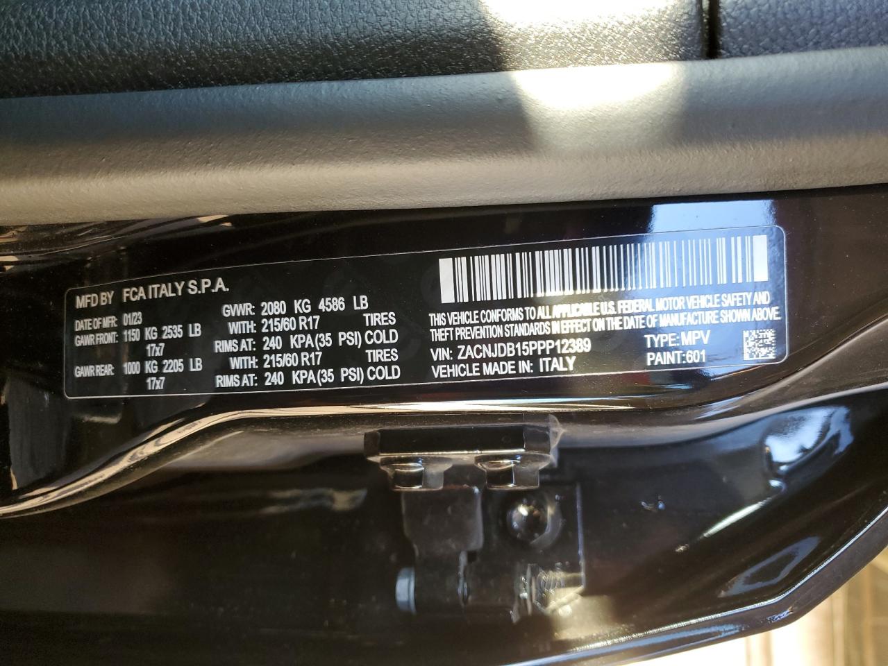 2023 JEEP RENEGADE LATITUDE VIN:ZACNJDB15PPP12389
