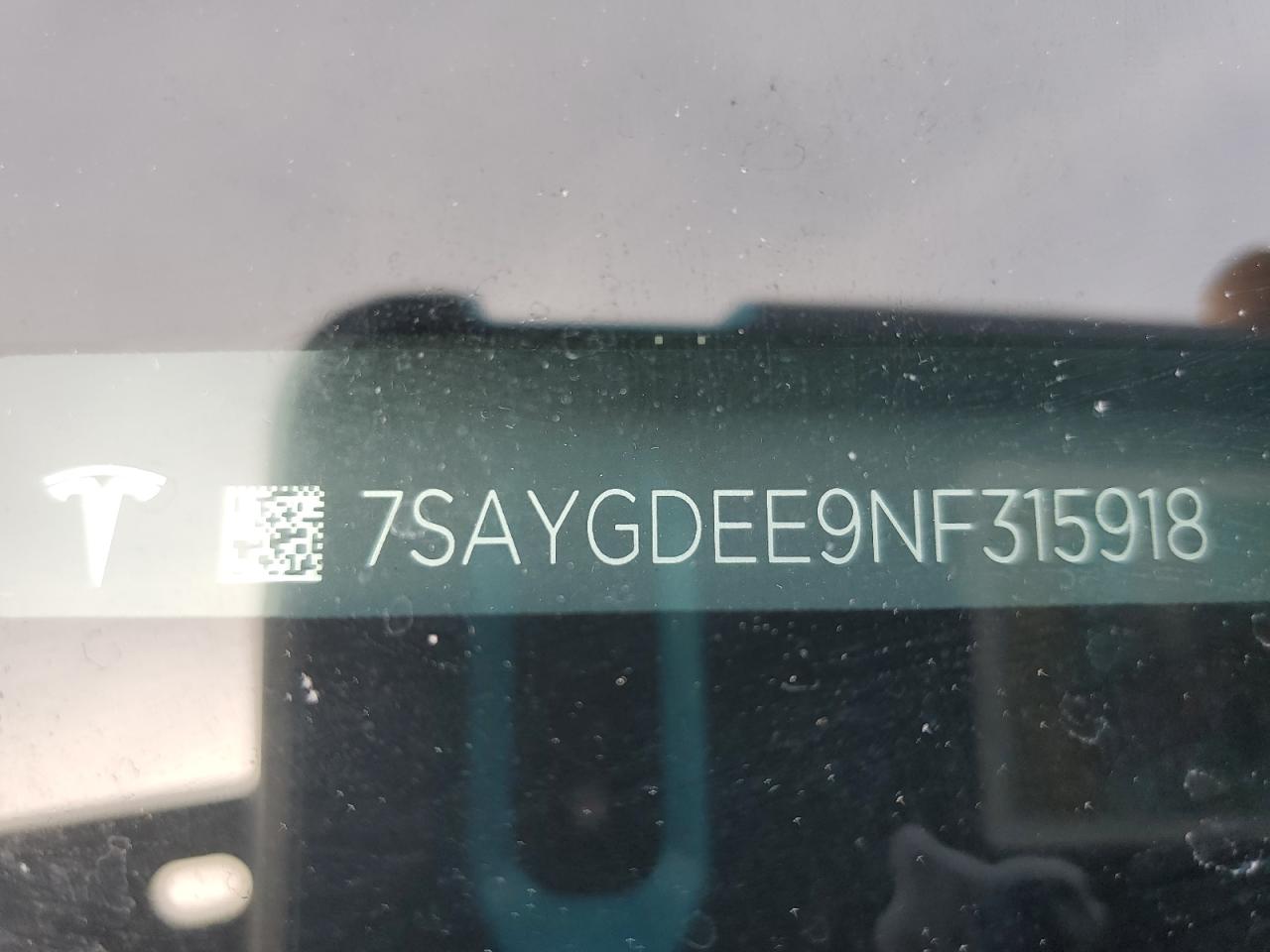 2022 TESLA MODEL Y  VIN:7SAYGDEE9NF315918