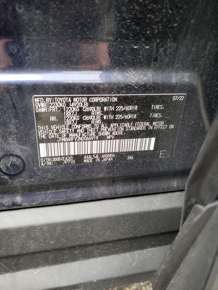 2022 TOYOTA RAV4 XLE PREMIUM VIN:JTMB6RFV2ND066919