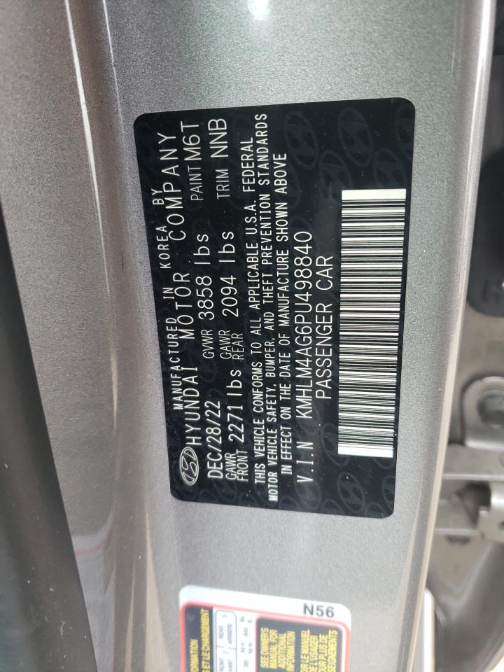 2023 HYUNDAI ELANTRA SEL VIN:KMHLM4AG6PU498840