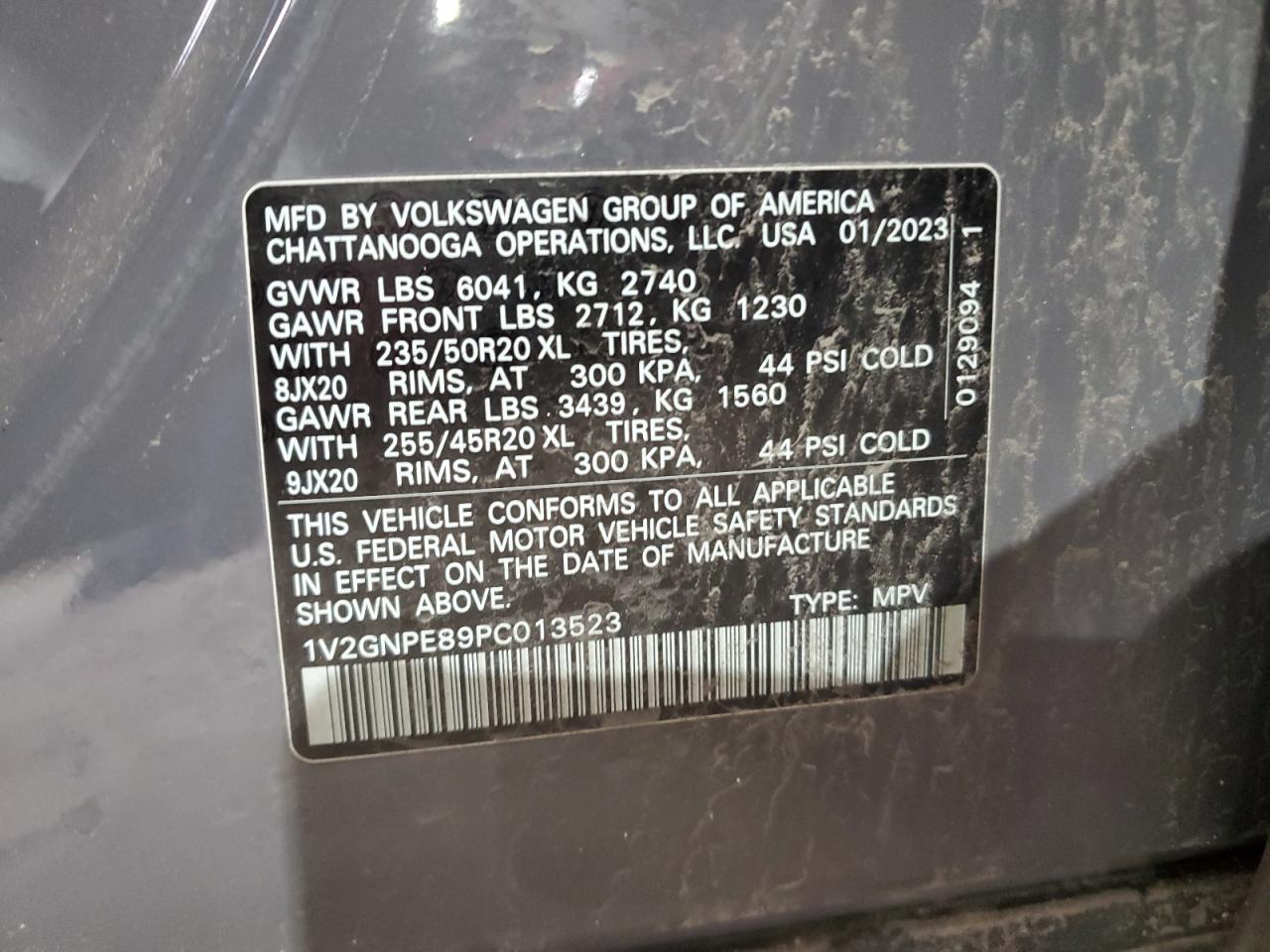 2023 VOLKSWAGEN ID.4 PRO S VIN:1V2GNPE89PC013523