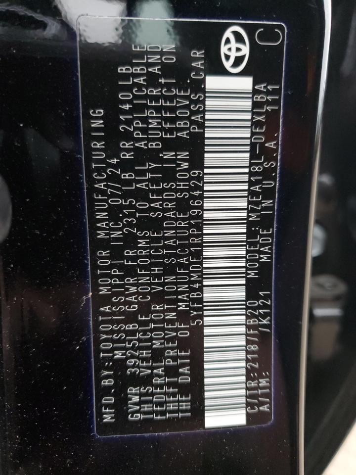 2024 TOYOTA COROLLA LE VIN:5YFB4MDE1RP196429