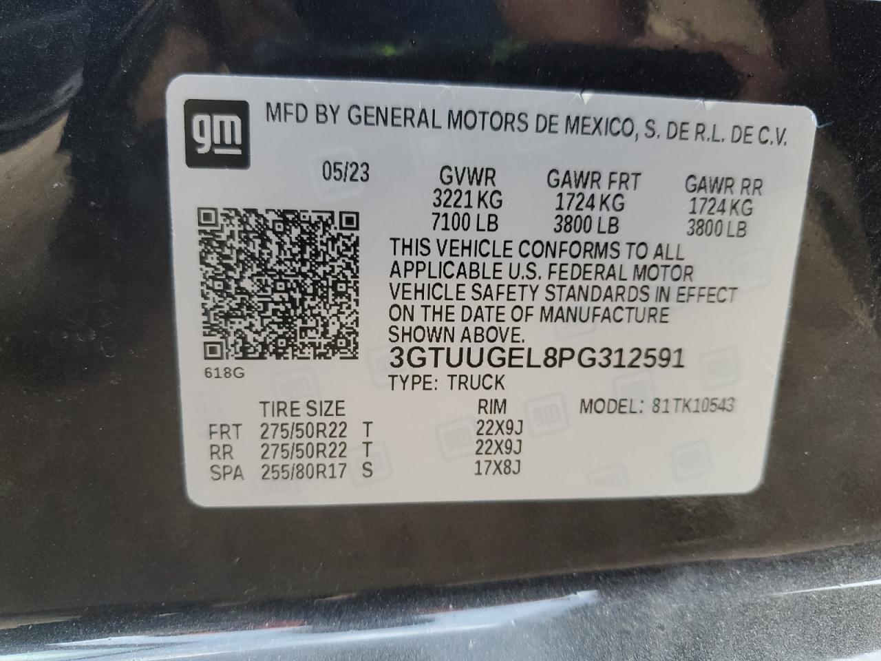 2023 GMC SIERRA K1500 DENALI VIN:3GTUUGEL8PG312591