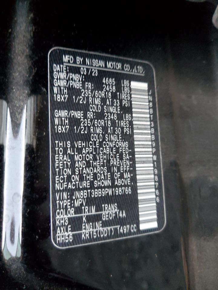 2023 NISSAN ROGUE SV VIN:JN8BT3BB9PW198766