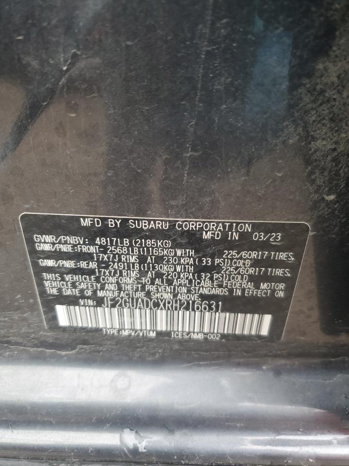 2024 SUBARU CROSSTREK PREMIUM VIN:JF2GUADCXRH216631