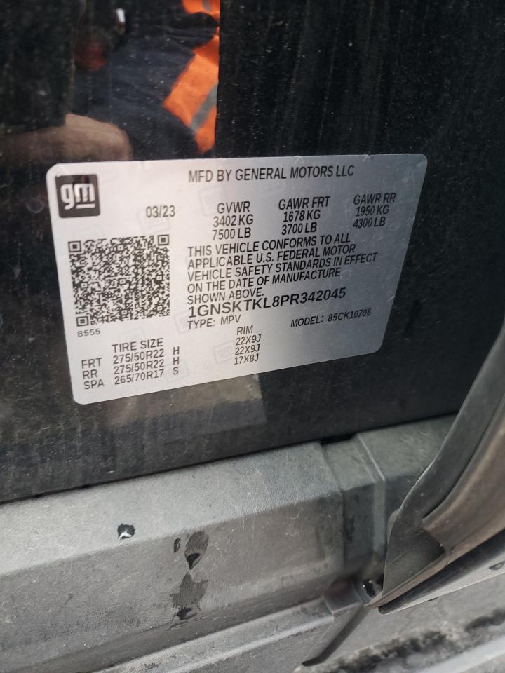 2023 CHEVROLET TAHOE K1500 HIGH COUNTRY VIN:1GNSKTKL8PR342045