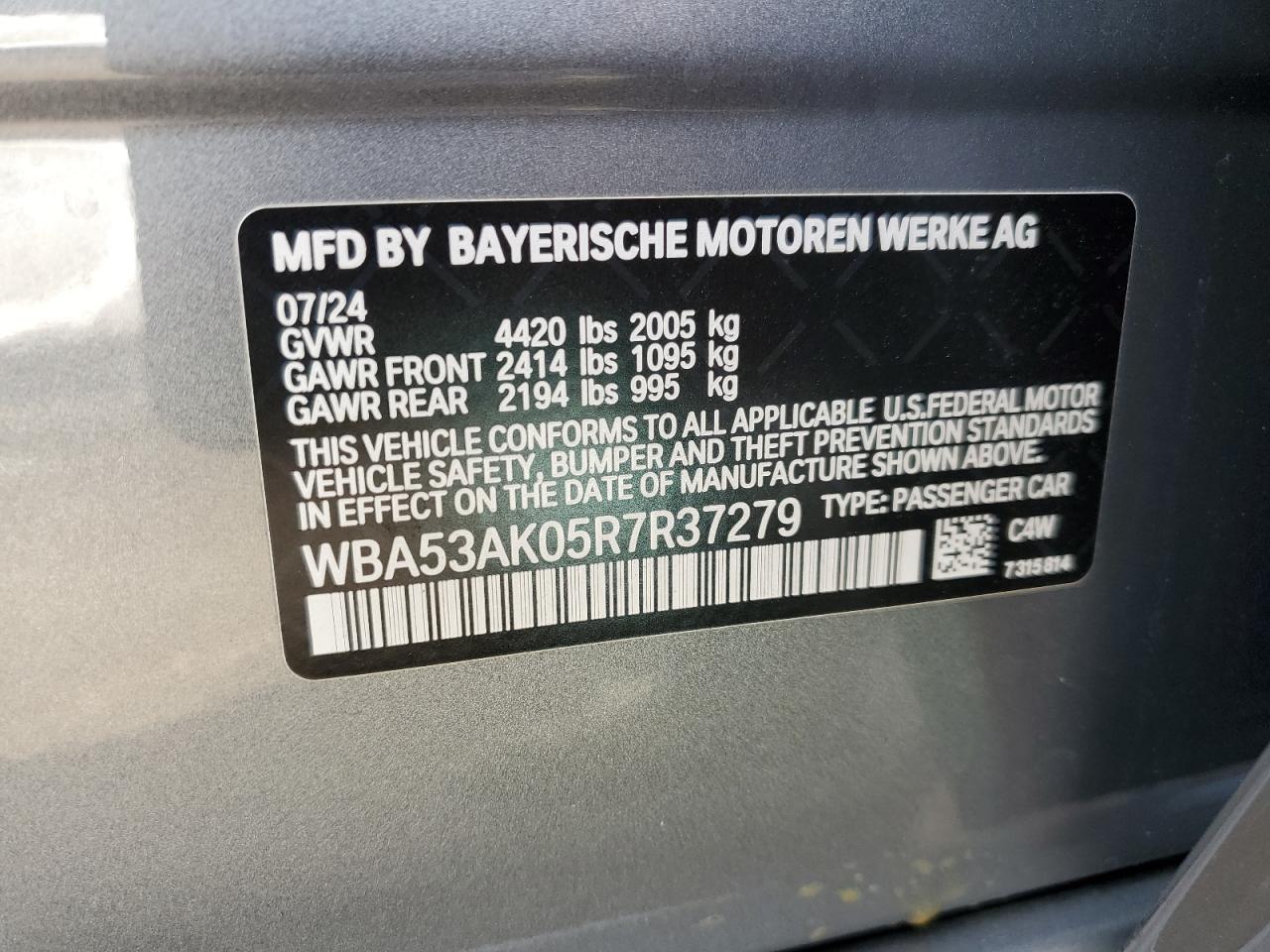 2024 BMW 228I  VIN:WBA53AK05R7R37279