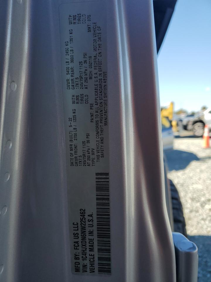2022 JEEP WRANGLER UNLIMITED SPORT VIN:1C4HJXDN6NW225462