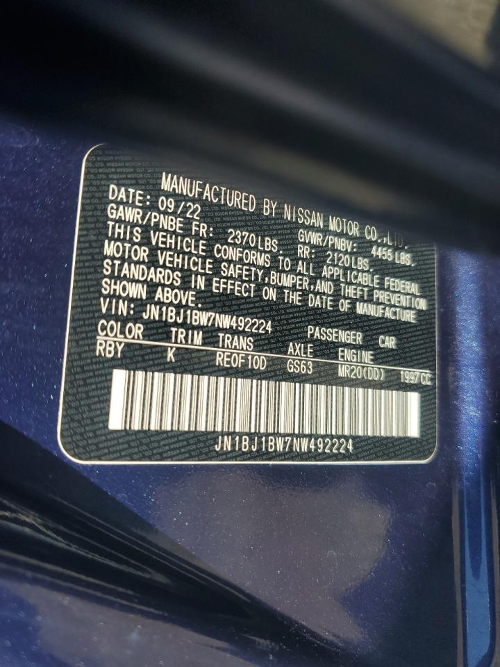 2022 NISSAN ROGUE SPORT SV VIN:JN1BJ1BW7NW492224