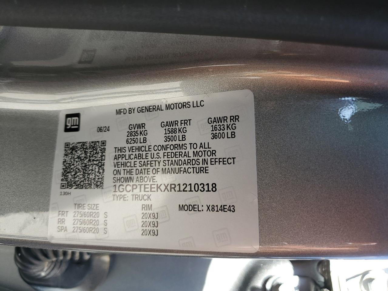 2024 CHEVROLET COLORADO TRAIL BOSS VIN:1GCPTEEKXR1210318