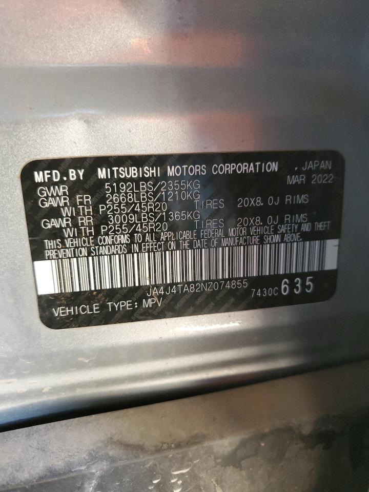 2022 MITSUBISHI OUTLANDER ES VIN:JA4J4TA82NZ074855