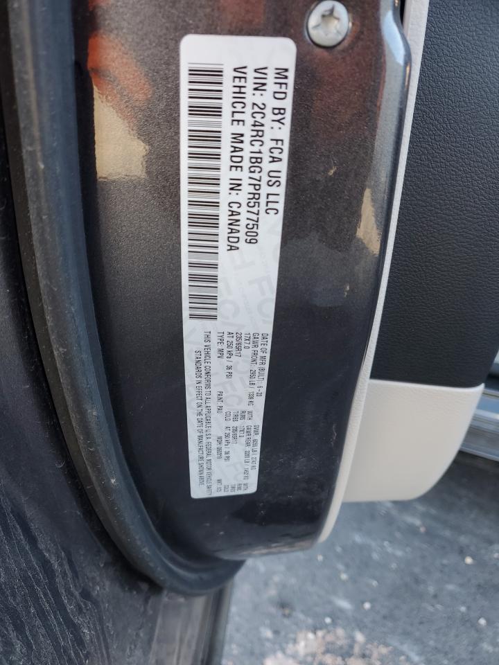 2023 CHRYSLER PACIFICA TOURING L VIN:2C4RC1BG7PR577509