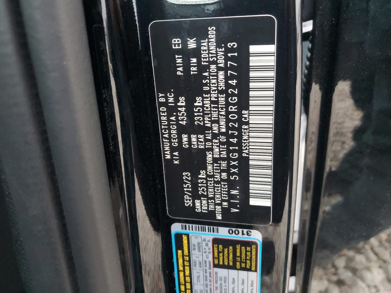 2024 KIA K5 LXS VIN:5XXG14J20RG247713
