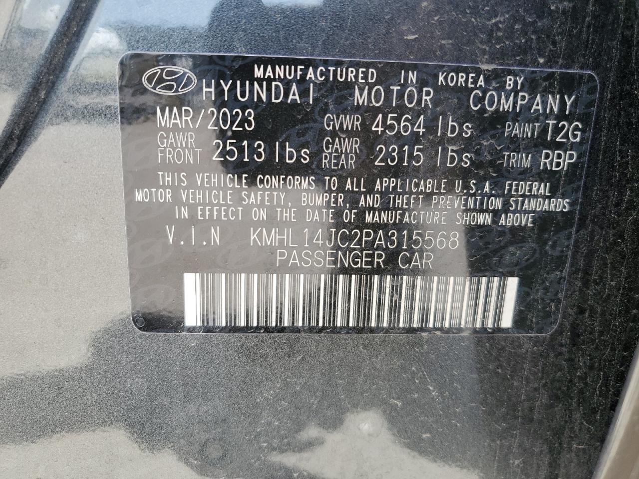 2023 HYUNDAI SONATA N LINE VIN:KMHL14JC2PA315568