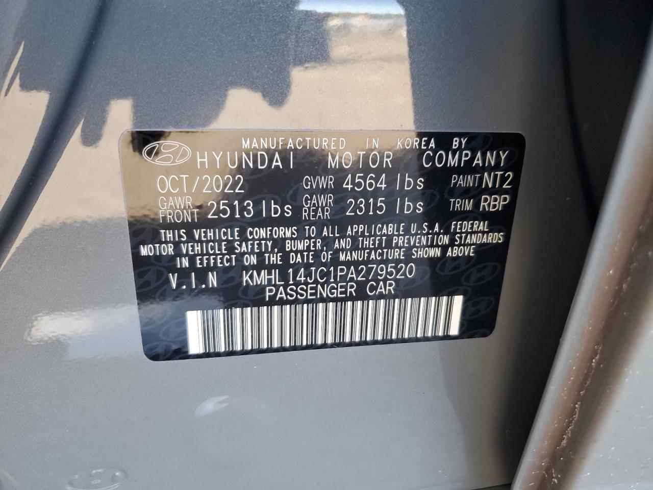 2023 HYUNDAI SONATA N LINE VIN:KMHL14JC1PA279520