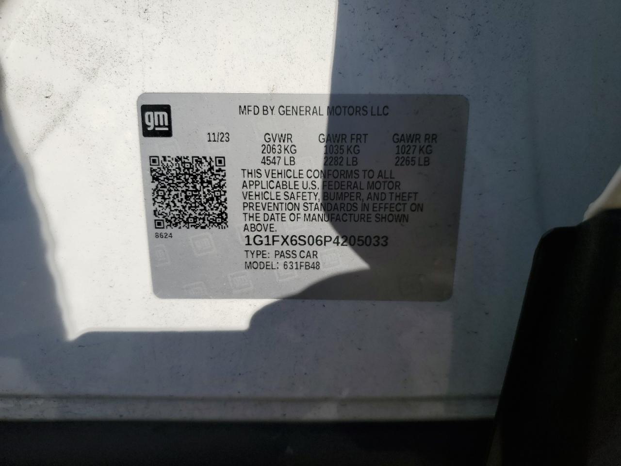 2023 CHEVROLET BOLT EV 2LT VIN:1G1FX6S06P4205033