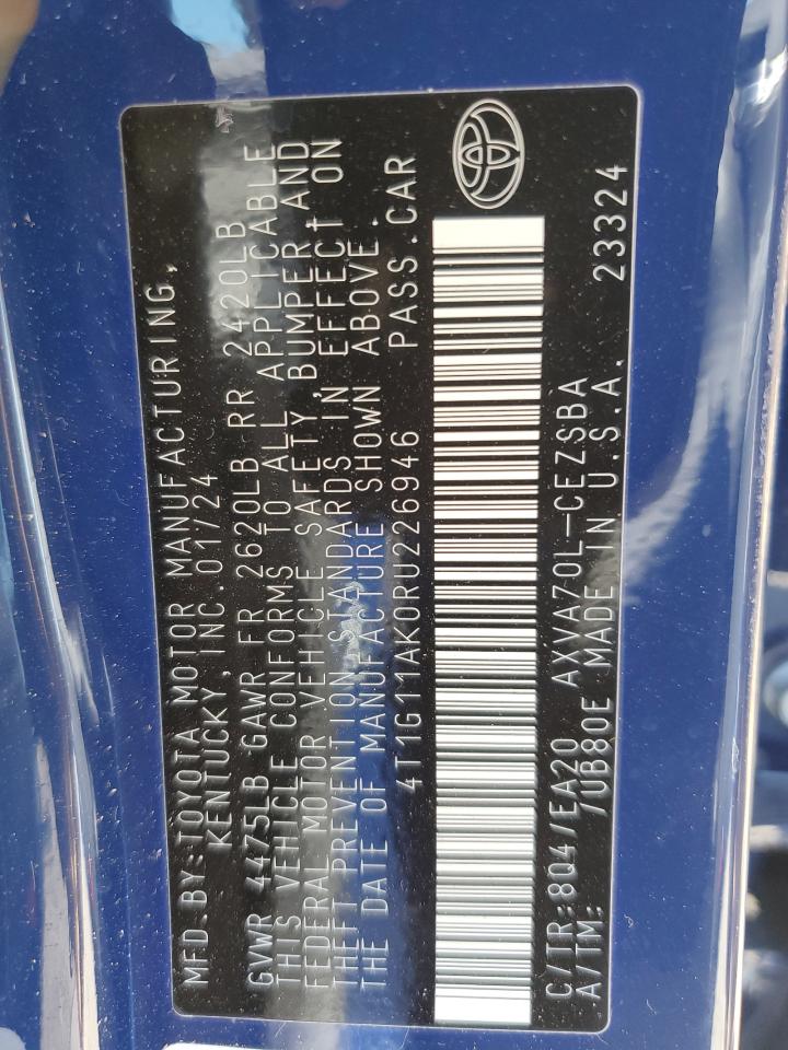 2024 TOYOTA CAMRY SE NIGHT SHADE VIN:4T1G11AK0RU226946