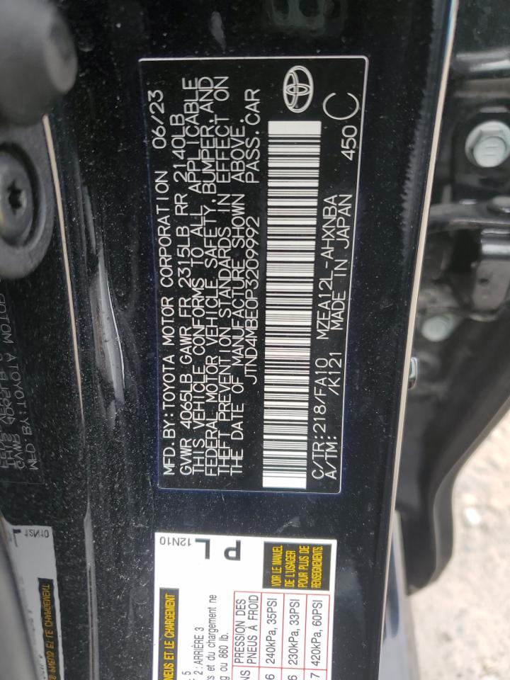 2023 TOYOTA COROLLA SE VIN:JTND4MBE0P3209992