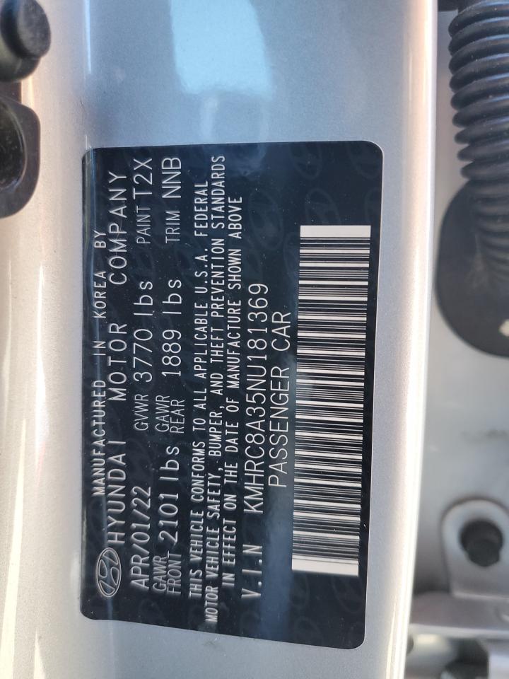 2022 HYUNDAI VENUE SEL VIN:KMHRC8A35NU181369