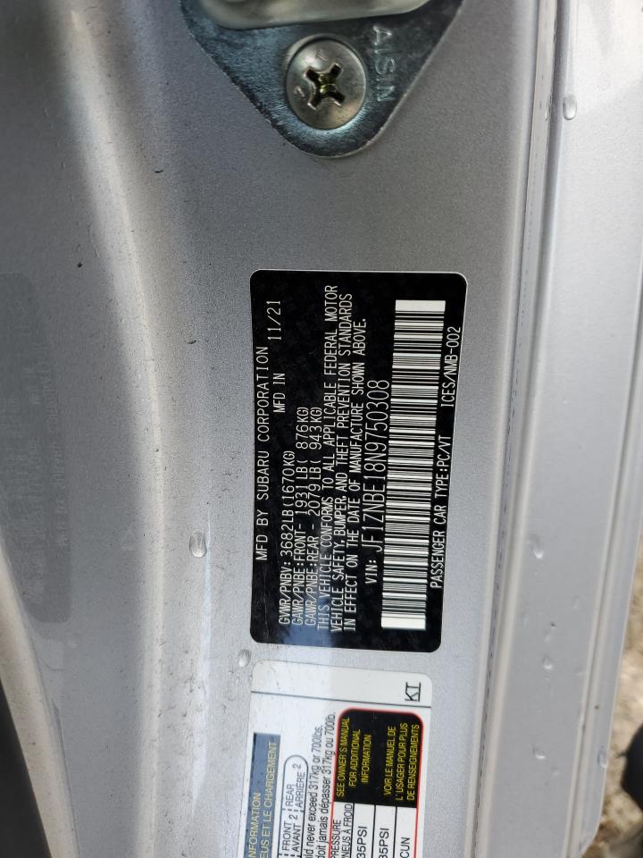 2022 TOYOTA GR 86 PREMIUM VIN:JF1ZNBE18N9750308