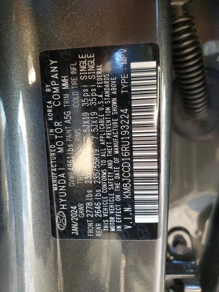 2024 HYUNDAI TUCSON SEL CONVENIENCE VIN:KM8JCCD16RU193224