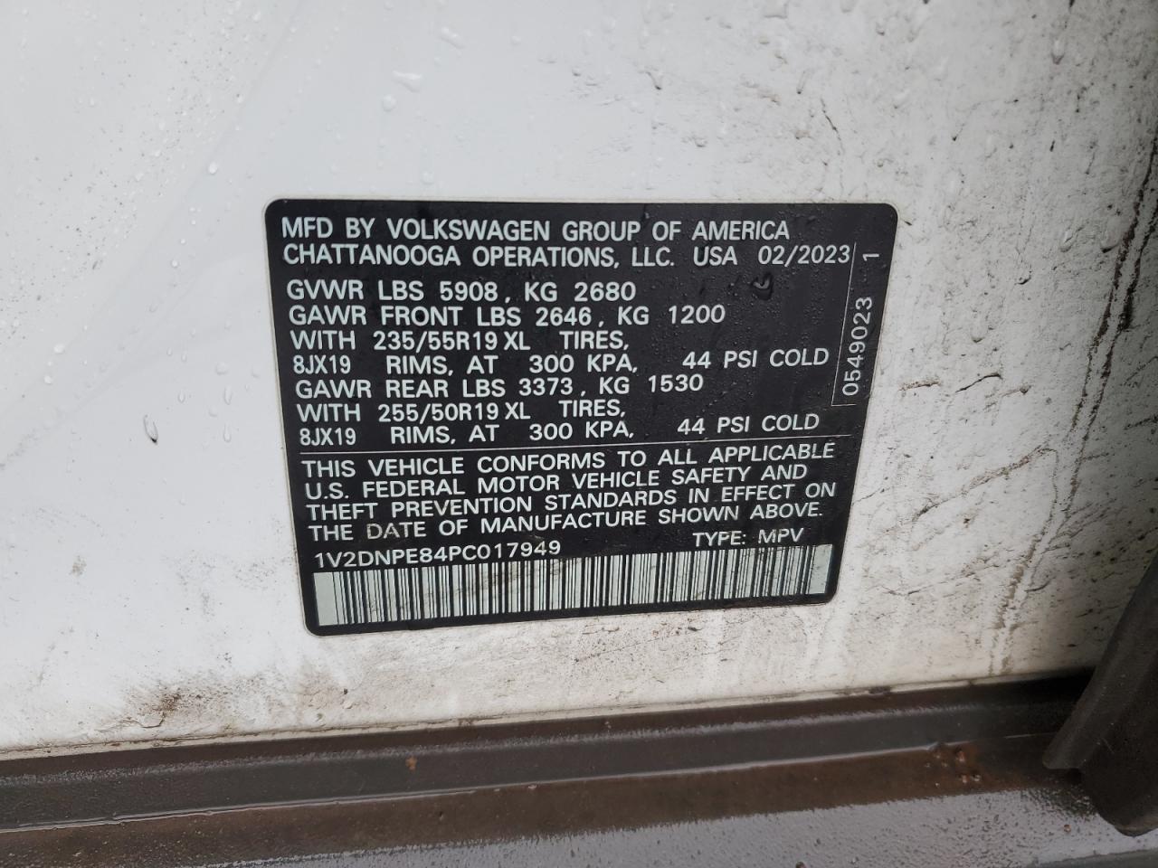 2023 VOLKSWAGEN ID.4 PRO VIN:1V2DNPE84PC017949