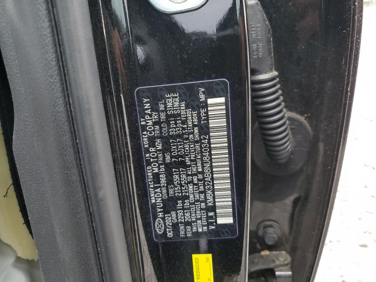 2022 HYUNDAI KONA SEL VIN:KM8K32AB8NU840342