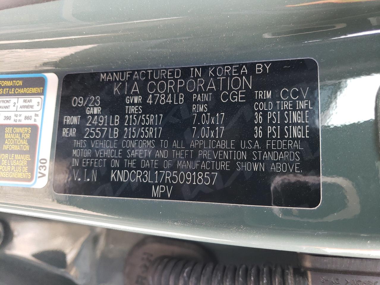 2024 KIA NIRO WIND VIN:KNDCR3L17R5091857