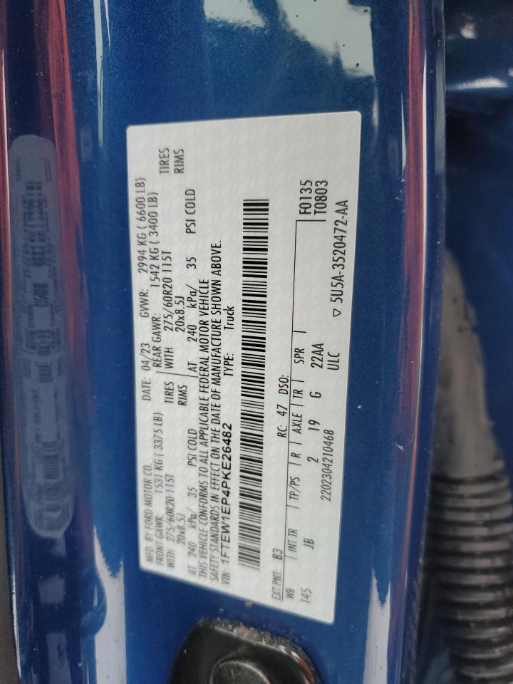 2023 FORD F150 SUPERCREW VIN:1FTEW1EP4PKE26482