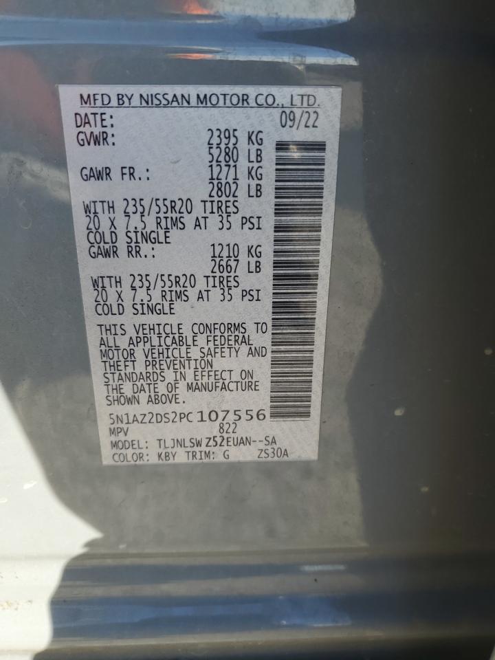 2023 NISSAN MURANO PLATINUM VIN:5N1AZ2DS2PC107556