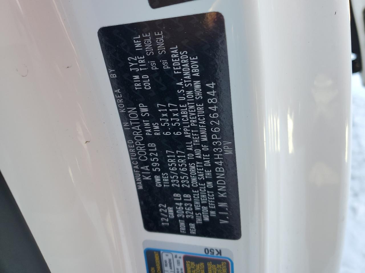 2023 KIA CARNIVAL LX VIN:5GAERBKW7KJ172825
