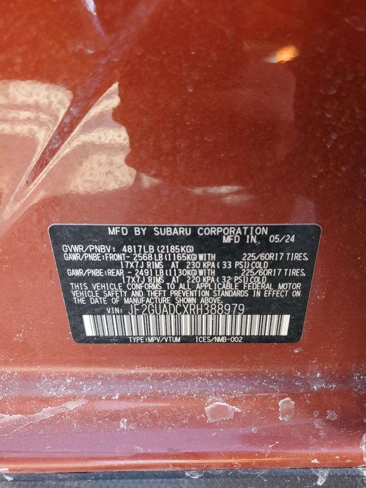 2024 SUBARU CROSSTREK PREMIUM VIN:JF2GUADCXRH388979