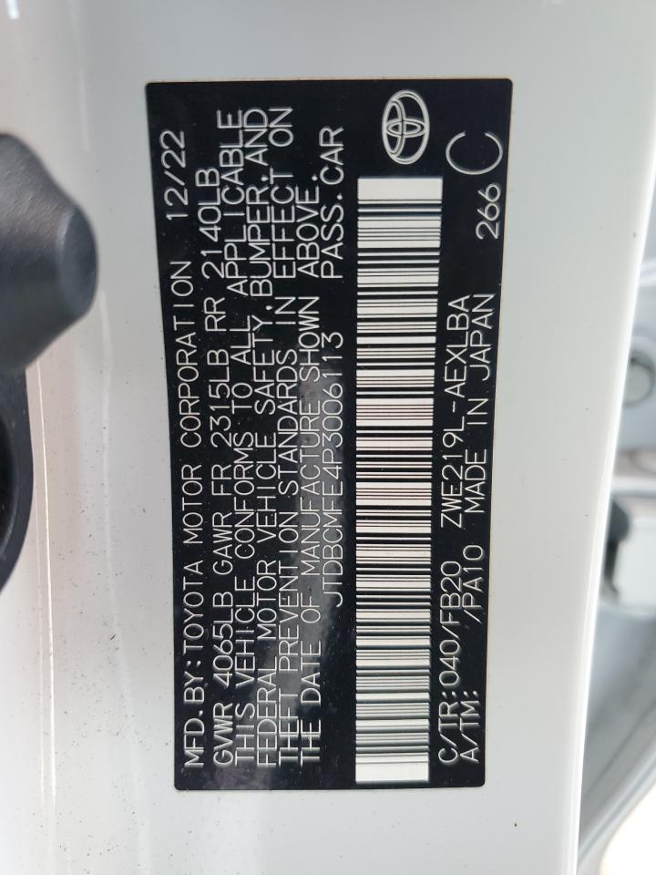 2023 TOYOTA COROLLA LE VIN:JTDBCMFE4P3006113