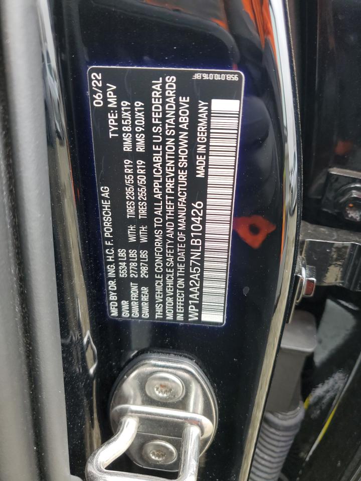 2022 PORSCHE MACAN  VIN:WP1AA2A57NLB10426