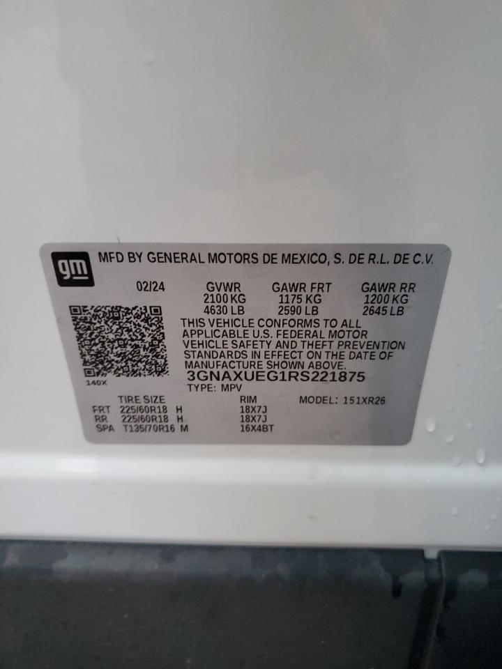 2024 CHEVROLET EQUINOX LT VIN:3GNAXUEG1RS221875